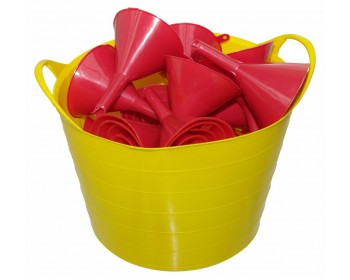 Bucket of Assorted Round Funnels
